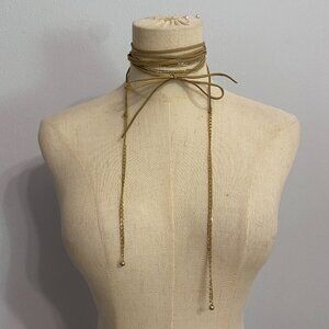 NWT ettika Leather and Gold Choker Necklace
